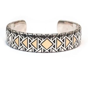 DAVID YURMAN 18mm Southwest Wide Cuff Bracelet in Silver & 18K Gold large